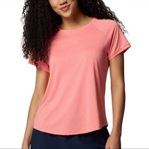 Columbia Bogata Bay Short Sleeve Tee – Women’s 1X in Alpenglow (Coral Tone)